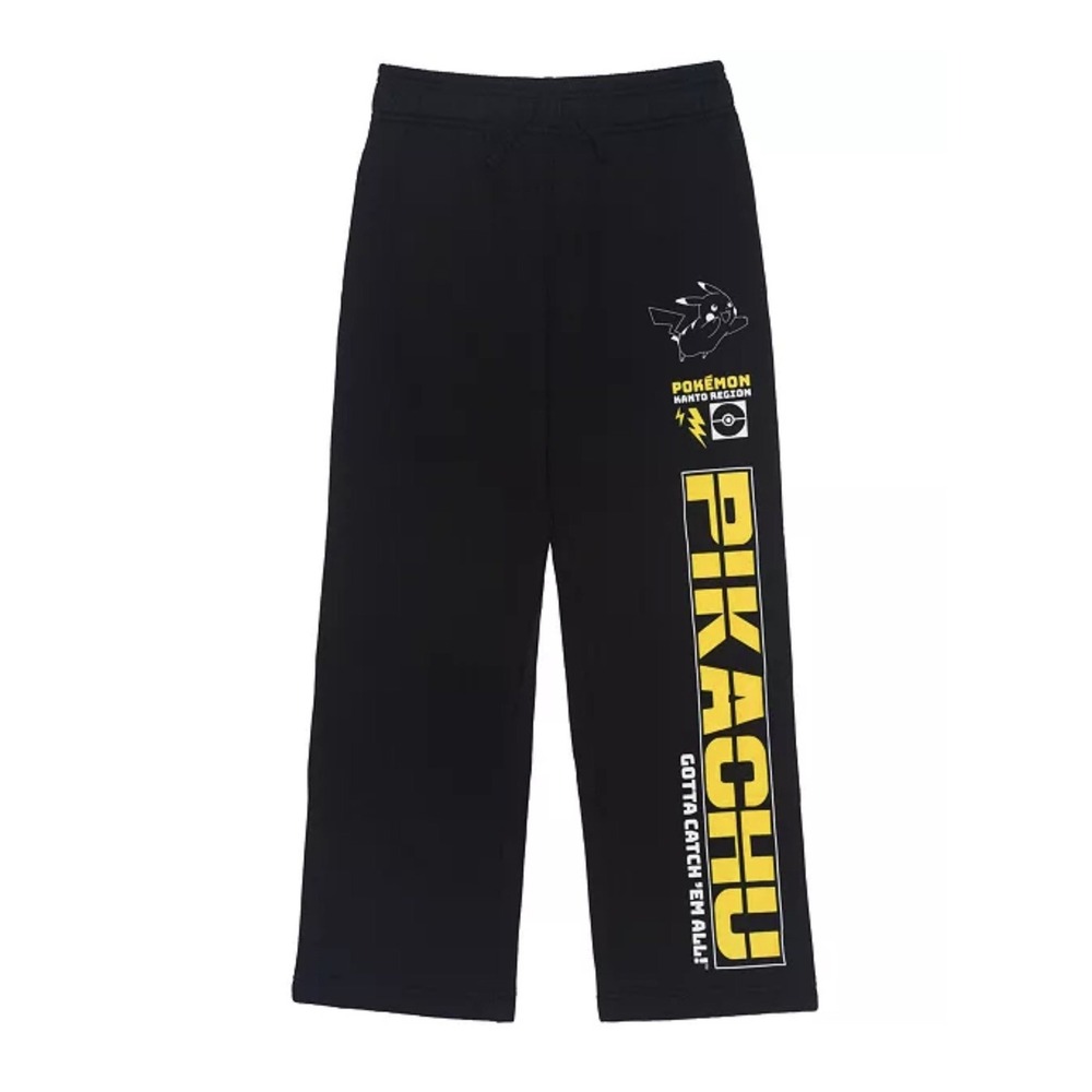 NEW Boys Pokémon Pikachu Kanto Region Fleece Sweatpants Joggers Black XL